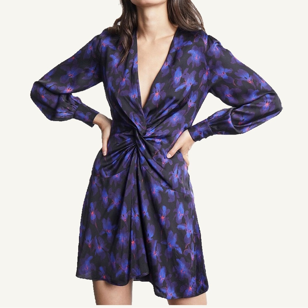 NWT The Kooples Fleurs Vénéneuses Multicolor Floral Dress Size 3 Silk Blend
